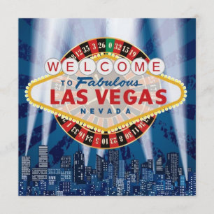 Las Vegas Cityscape Modern Unique Birthday Invite Kaart