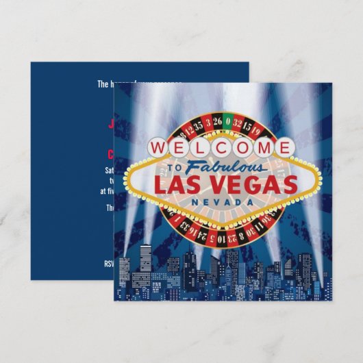 Las Vegas Cityscape Modern Unique Wedding Invites Kaart (Voorkant / Achterkant)