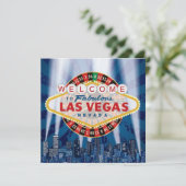 Las Vegas Cityscape Modern Unique Wedding Invites Kaart (Staand voorkant)