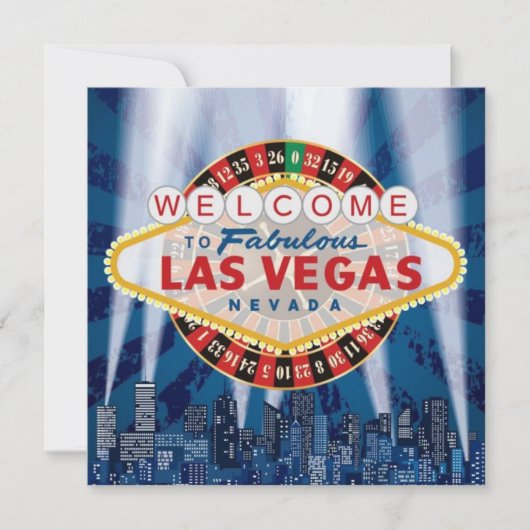 Las Vegas Cityscape Modern Unique Wedding Invites Kaart (Voorkant)