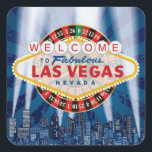 Las Vegas Cityscape Welkomstbord Aangepaste Sticke Vierkante Sticker<br><div class="desc">Voor elk evenement/gelegenheid gehouden in het fantastische Las Vegas! Voeg aangepaste tekst in witte kleur aan de onderkant toe (aanbevolen) om aan uw behoeften te voldoen.</div>