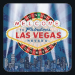 Las Vegas Cityscape Welkomstbord Aangepaste Sticke Vierkante Sticker<br><div class="desc">Voor elk evenement/gelegenheid gehouden in het fantastische Las Vegas! Voeg aangepaste tekst in witte kleur aan de onderkant toe (aanbevolen) om aan uw behoeften te voldoen.</div>