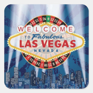 Las Vegas Cityscape Welkomstbord Aangepaste Sticke Vierkante Sticker