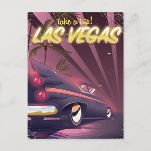 Las Vegas Classic reizen poster voor auto's Briefkaart