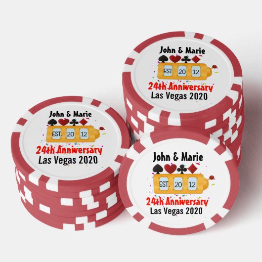 Las Vegas Couple Jubileum Celebrating Custom Poker Chips (Opstapeling)
