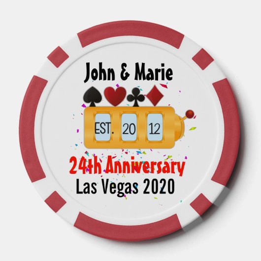 Las Vegas Couple Jubileum Celebrating Custom Poker Chips (Achterkant)