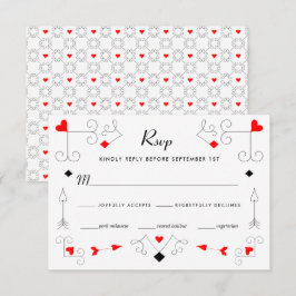 Las Vegas Cupido's Harten en Diamanten bruiloft RSVP Kaartje