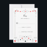 Las Vegas Cupido's Harten en Diamanten bruiloft RSVP Kaartje<br><div class="desc">Elegante cupido en poker geïnspireerde rsvp kaart met hart pijlen en diamanten</div>