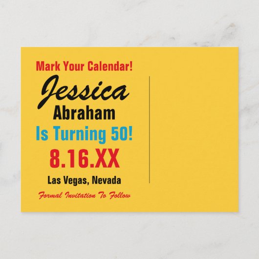 Las Vegas Custom Bewaar de datum Aankondigingskaart (Achterkant)