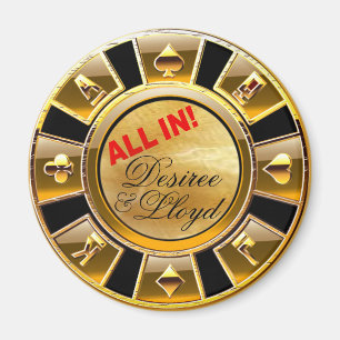 Las Vegas Deluxe Gold Casino Chip Magnet Favor