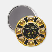 Las Vegas Deluxe Gold Casino Chip Magnet Favor (Voorkant / Achterkant)
