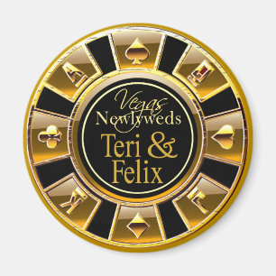 Las Vegas Deluxe Gold Casino Chip Magnet Favor