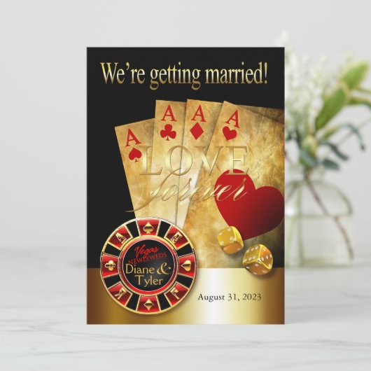 Las Vegas Deluxe Trouwen | rood goud zwart Kaart (Staand voorkant)