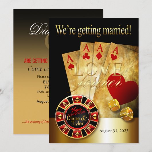 Las Vegas Deluxe Trouwen | rood goud zwart Kaart (Voorkant / Achterkant)