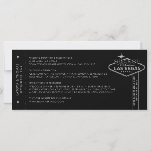 Las Vegas Destination Boarding Pass Save the Date (Achterkant)