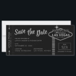 Las Vegas Destination Boarding Pass Save the Date<br><div class="desc">Black and Silver Las Vegas Destination Wedding Save the Date Boarding Pass Kaart with a Wedding in Las Vegas sign and many custom personalized details over de unieke huwelijksaankondigingen van het reisthema.</div>