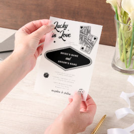 Las Vegas Destination Casino Lucky in Love Wedding Vellum Uitnodigingen