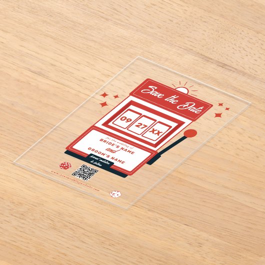 Las Vegas Destination Casino Slot Machine Wedding Acryl Uitnodigingen (Laagn)