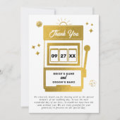 Las Vegas Destination Casino Slot Machine Wedding Bedankkaart (Voorkant)