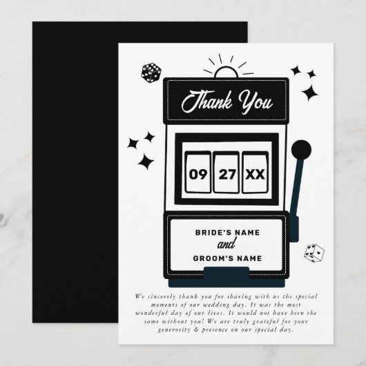 Las Vegas Destination Casino Slot Machine Wedding Bedankkaart (Voorkant / Achterkant)