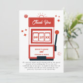 Las Vegas Destination Casino Slot Machine Wedding Bedankkaart (Staand voorkant)