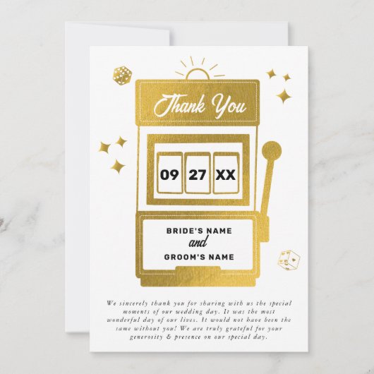 Las Vegas Destination Casino Slot Machine Wedding Kaart (Voorkant)