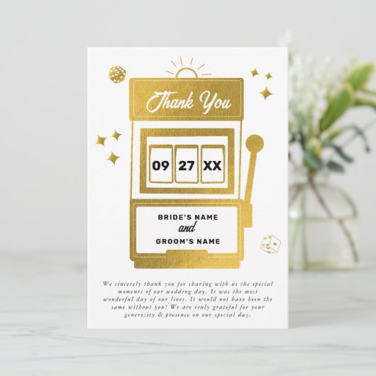 Las Vegas Destination Casino Slot Machine Wedding Kaart (Staand voorkant)