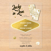 Las Vegas Destination Casino Wedding Lucky in Love Acryl Uitnodigingen (Voorkant)