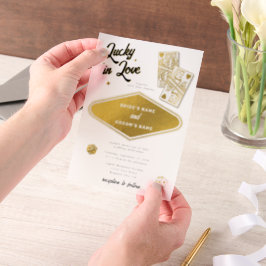 Las Vegas Destination Casino Wedding Lucky in Love Vellum Uitnodigingen