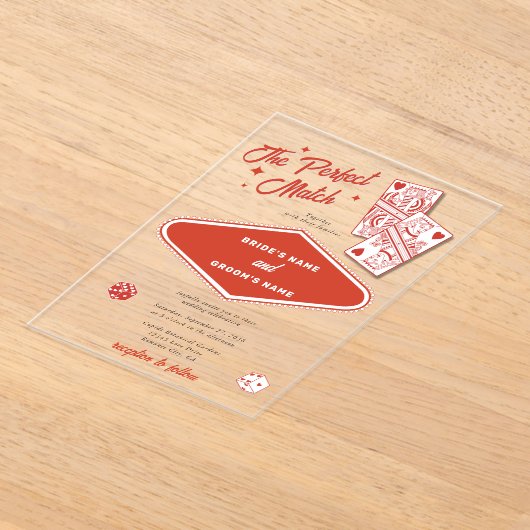 Las Vegas Destination Perfect Match Wedding Acryl Uitnodigingen (Laagn)