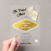 Las Vegas Destination Perfect Match Wedding Gold Acryl Uitnodigingen (Insitu (Draagbaar))