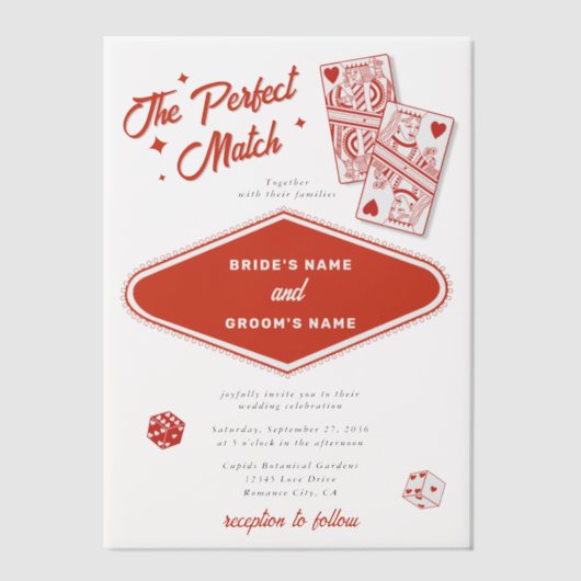 Las Vegas Destination Perfect Match Wedding Vellum Uitnodigingen (Voorkant)