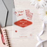 Las Vegas Destination Perfect Match Wedding Vellum Uitnodigingen<br><div class="desc">Een uniek handgetekende Las Vegas Casino thema bruiloft "de perfecte match" ontwerp. Een moderne bestemming Las Vegas, Nevada bruiloft thema met speelkaarten, casino gokken thema illustraties. Een rood en wit Las Vegas bruiloft uitnodiging ontwerp ideaal voor casino thema bruiloften. Overeenkomende bruiloft briefpapier items en andere bruiloft uitnodigingsformaten zijn ook beschikbaar....</div>