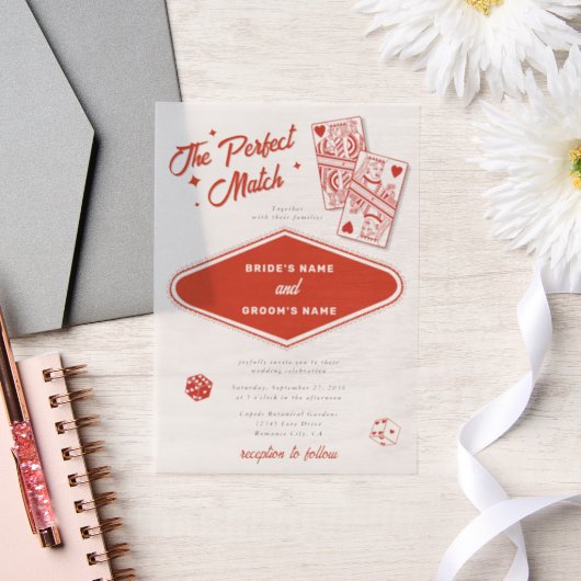 Las Vegas Destination Perfect Match Wedding Vellum Uitnodigingen (Huwelijk)