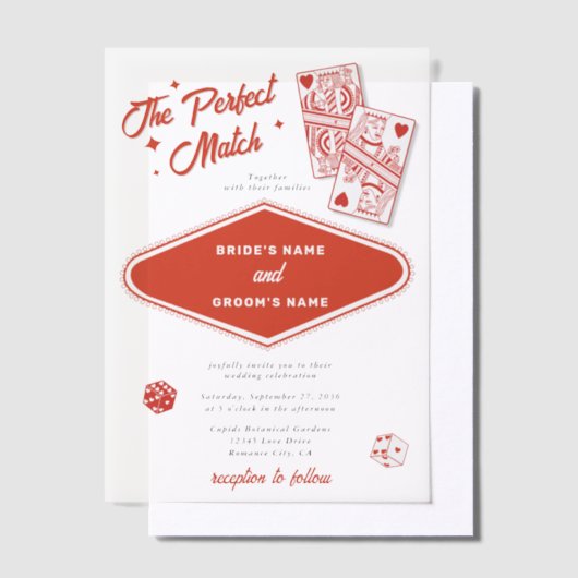 Las Vegas Destination Perfect Match Wedding Vellum Uitnodigingen (Offset)