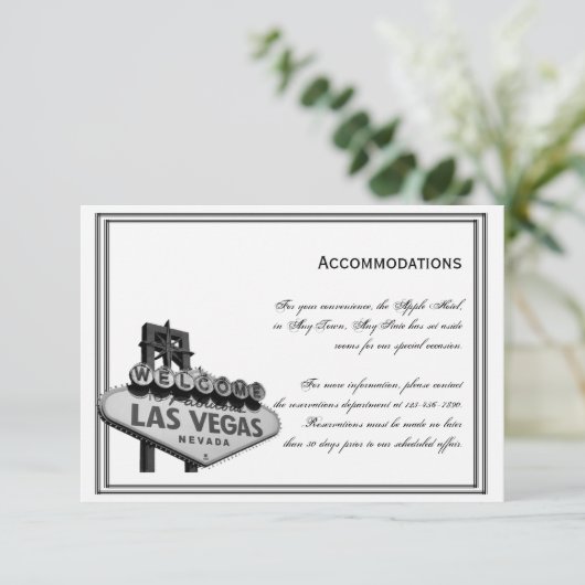 Las Vegas Destination Wedding Accomodations Informatiekaartje (Staand voorkant)