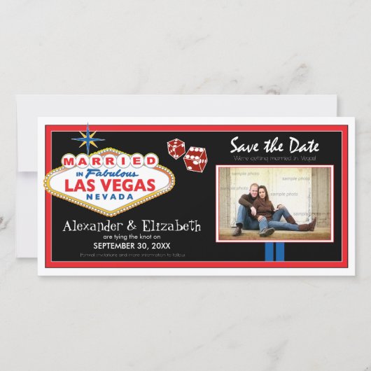 Las Vegas Destination Wedding Bewaar de datum Phot Save The Date (Voorkant)