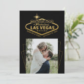 Las Vegas Destination Wedding Black Gold Foto Save The Date (Staand voorkant)