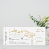 Las Vegas Destination Wedding Boarding Pass Ticket Kaart (Staand voorkant)