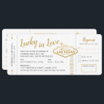 Las Vegas Destination Wedding Boarding Pass Ticket Kaart<br><div class="desc">Weddenschappen in Las Vegas bestemming bruiloft boarding pass ticket uitnodiging met cut-off RSVP kaart in chic faux goud en white. Gegadigden woeden over deze leuke huwelijksuitnodigingen voor de bestemming. Om het even wat op de ontwerp sjabloon kan worden veranderd wanneer u "verder"klikt: de tekst en achtergrondkleuren, de doopvonten, de lay-out...</div>