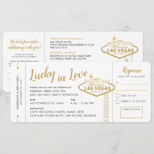 Las Vegas Destination Wedding Boarding Pass Ticket Kaart