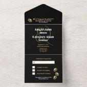 Las Vegas Destination Wedding Elegant Black Gold All In One Uitnodiging (Binnen)