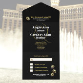 Las Vegas Destination Wedding Elegant Black Gold All In One Uitnodiging