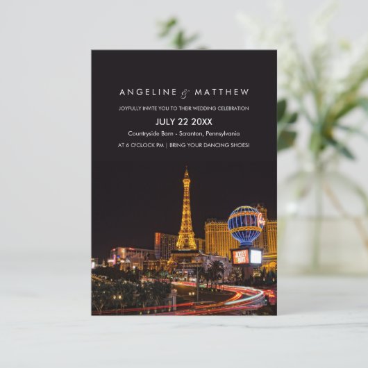 Las Vegas Destination Wedding Invitation Kaart (Staand voorkant)