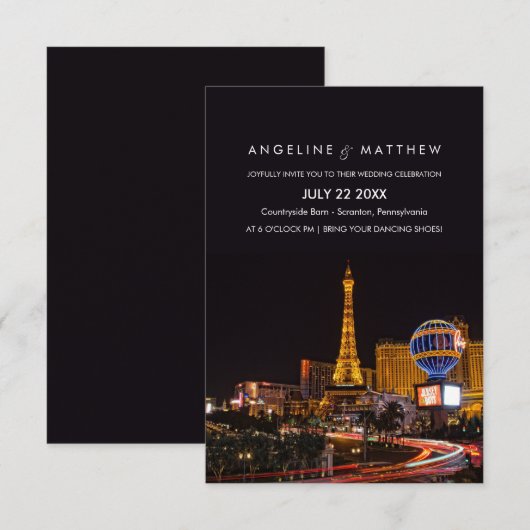 Las Vegas Destination Wedding Invitation Kaart (Voorkant / Achterkant)