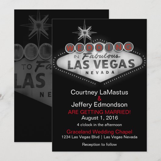 Las Vegas Destination Wedding Invitation Kaart (Voorkant / Achterkant)