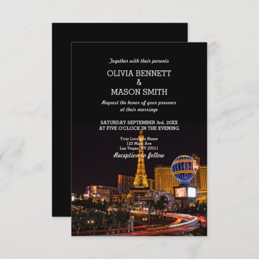 Las Vegas Destination Wedding Invitation Kaart (Voorkant / Achterkant)