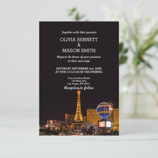 Las Vegas Destination Wedding Invitation Kaart (Staand voorkant)