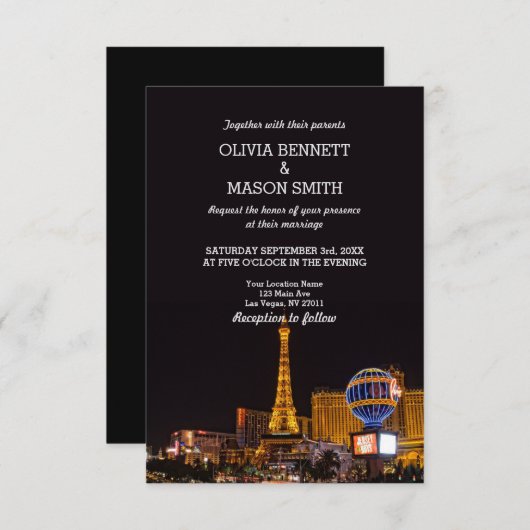 Las Vegas Destination Wedding Invitation Kaart (Voorkant / Achterkant)