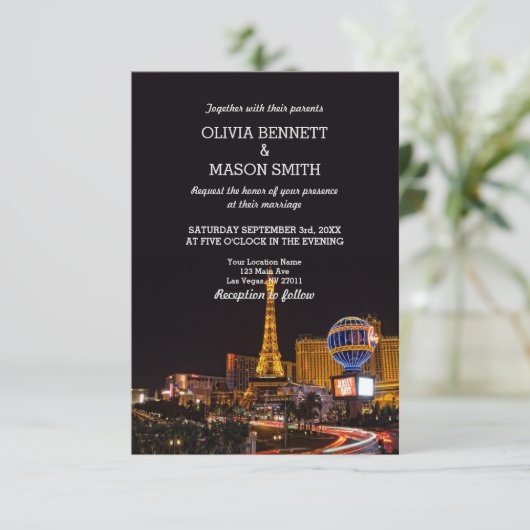 Las Vegas Destination Wedding Invitation Kaart (Staand voorkant)